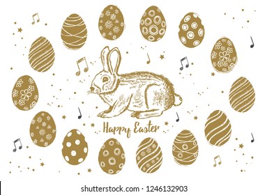 Doodle decorative eggs and elements for Easter.