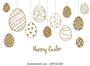 Doodle decorative eggs and elements for Easter.