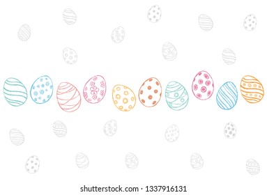Doodle decorative eggs and elements for Easter. 