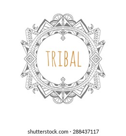 Doodle decorative frame in tribal style.