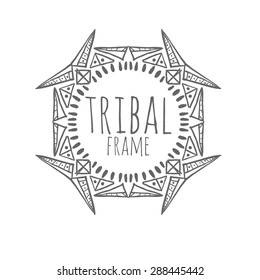 Doodle decorative frame in tribal style.