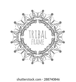 Doodle decorative frame in tribal style.