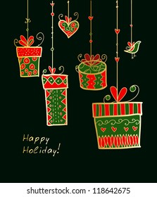Doodle decorative gift boxes. May be used as an invitation or a foil stamping for different printings.