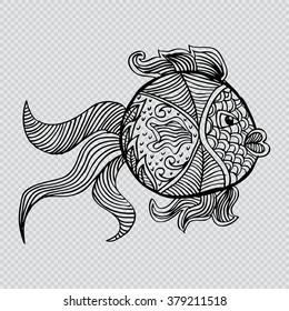 Doodle decorative hand drawn fish illustration