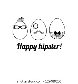 Doodle decorative hipster eggs for Easter. May be used as an invitation or a foliage for different printings.