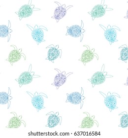 Doodle decorative turtle animals vector pattern 