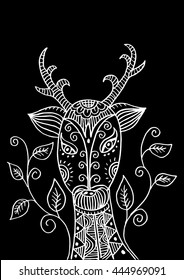  Doodle deer head illustration decorated