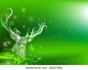 Doodle Deer. Vector Illustration. Greeting Card for Christmas