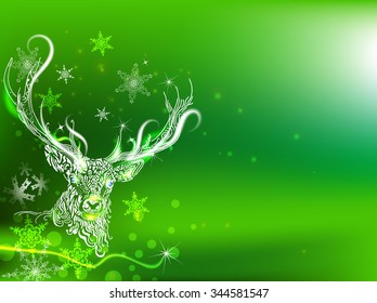 Doodle Deer. Vector Illustration. Greeting Card for Christmas