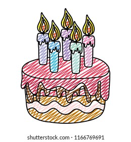 doodle delicious cake with burning candles style