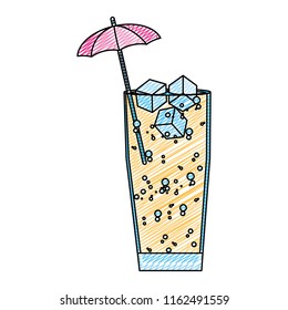 doodle delicious cold beverage glass with umbrella