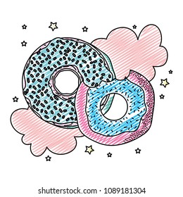 doodle delicious donuts with cloud pop art