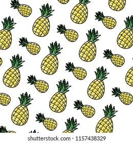 doodle delicious pineapple fresh fruit background