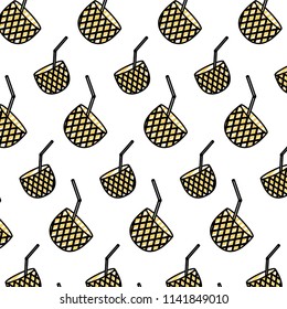 doodle delicious pineapple smoothie fruit background