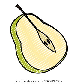 doodle delicious slice pear fruit with vitamin