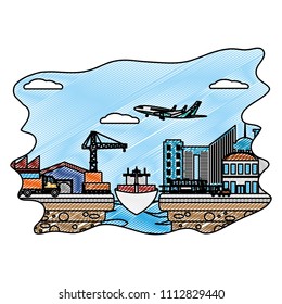 doodle delivery service transport vehicles and crane