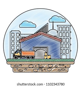doodle delivery store with boxes and truck service
