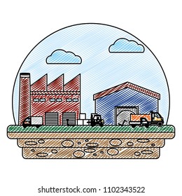 doodle delivery store with trucks containers and boxes