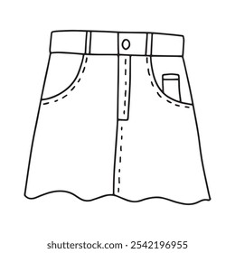 Doodle denim skirt vector hand drawn illustration