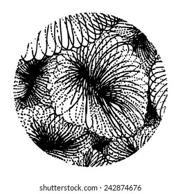 doodle design in circle shaped on white background