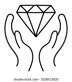 Doodle  design of a diamond, symbolising premium quality 