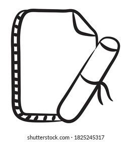 Diseño de caricatura del icono del diploma.