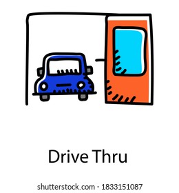 Doodle design of drive thru icon