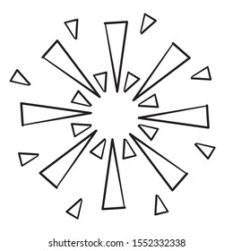elemento de diseño del doodle, garabato de starburst, doodle brillante, doodle de fuegos artificiales.vector estilo caricatura