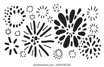 doodle design element, starburst doodle ,sparkling doodle,firework doodle.