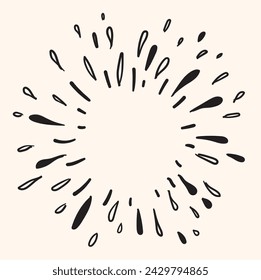 doodle design element, sunburst doodle vector illustration with illustration style doodle and line art