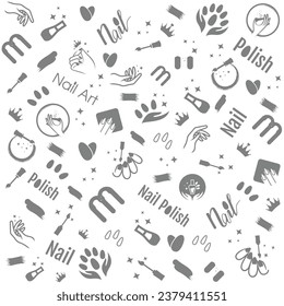 Doodle design element vector with beauty nail polish concept idea