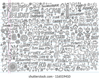 Doodle Design Elements Vector Illustration Set