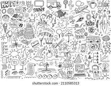 Doodle design elements vector illustration set