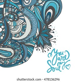 Doodle design with hand drawn ornament. Vector illustration.