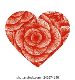 doodle design in heart shaped on white background