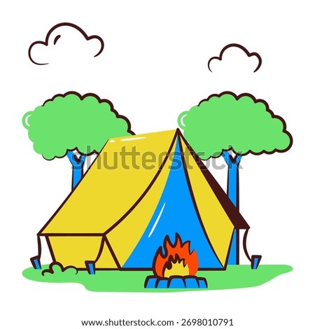 A doodle design icon of camp