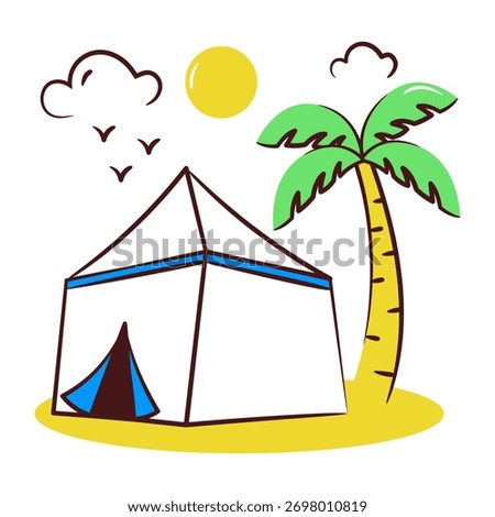 A doodle design icon of camp