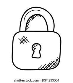 
doodle design icon of lock for security concepts
