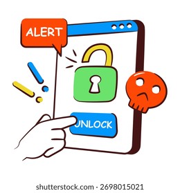 doodle design icon of mobile unlock