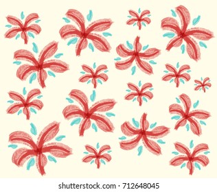 Doodle design for red flowers illustration