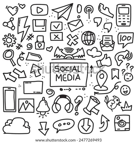 Doodle design social media vector illustration with hand scribbles suitable for murals and social media design concepts