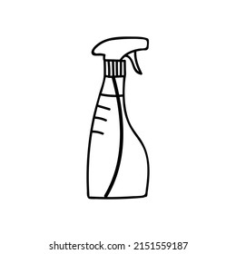 Doodle Detergent Spray Bottle Illustration In Vector. Hand Drawn Spray Illustration. Spay Bottle Doodle Icon In Vector