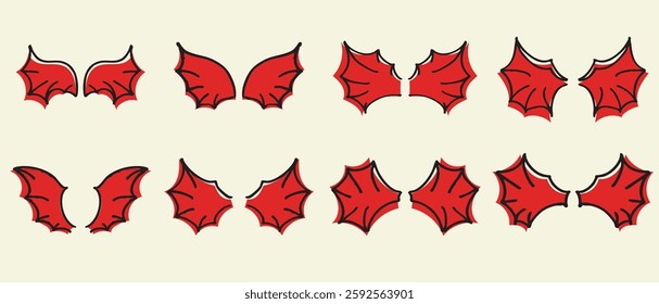 Doodle devil wings hand drawn in vector