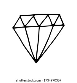 Diamantes de garabatos. dibujado a mano de un diamante aislado en un fondo blanco. Etiqueta de ilustración de vector, icono, elemento de diseño