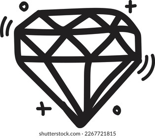 doodle diamond icon outline vector
