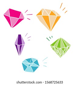 doodle diamond illustration vector with hand drawn cartoon style vector