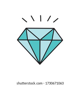 doodle diamond, vector illustration isolated on white background