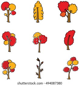Doodle of different tree set vector art