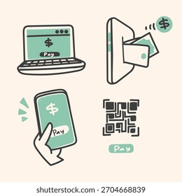 Doodle Digital E Wallet Icono colección