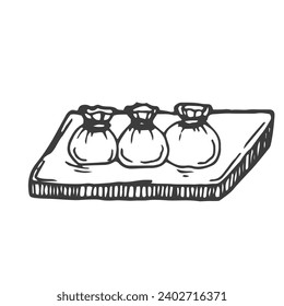 Doodle dim sum vector sketch traditional Chinese food